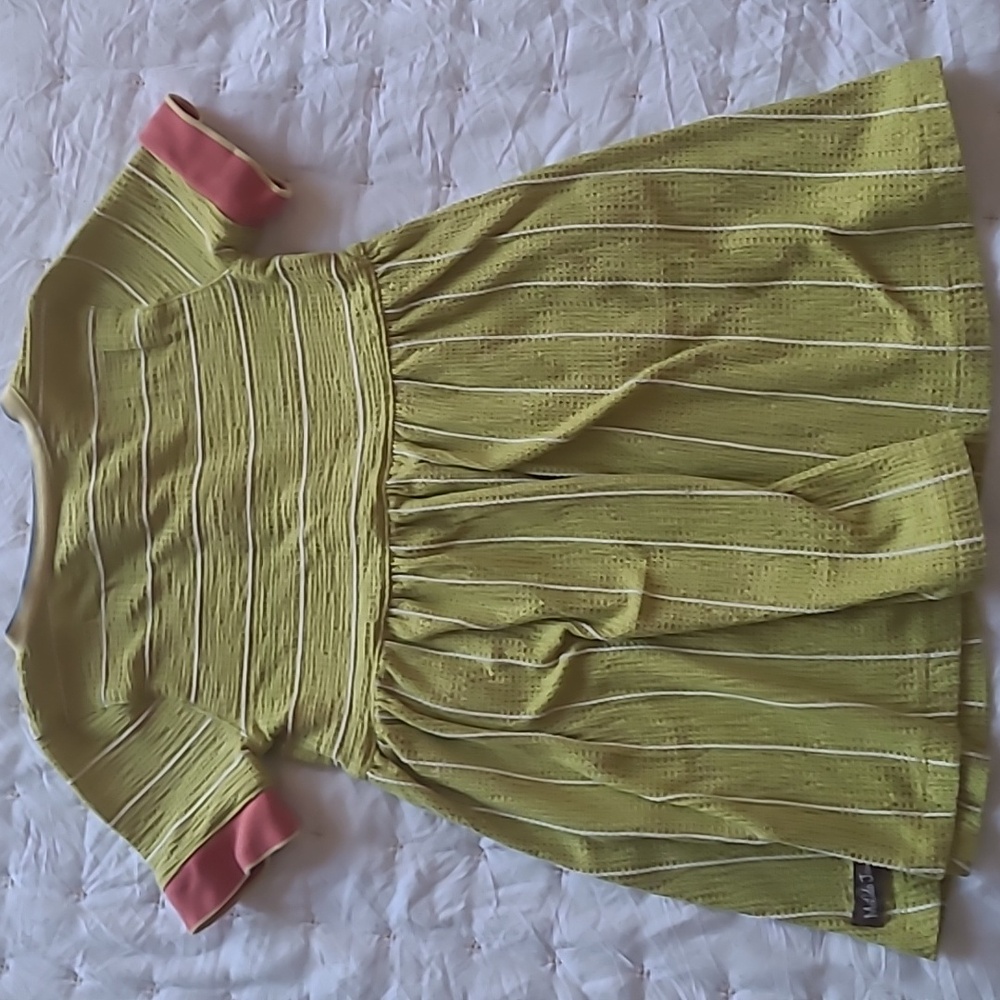 Matilda Jane Green and Pink Striped Kids Dress - Picture 4 of 6